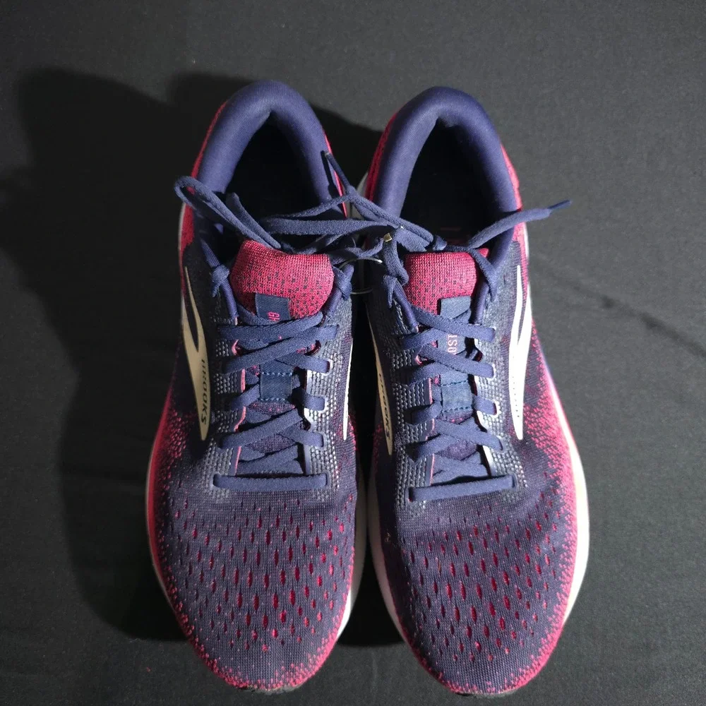 Brooks Ghost 13 Running Shoes Womens 11.5 2A Navy Pink Cushioned Road Neutral